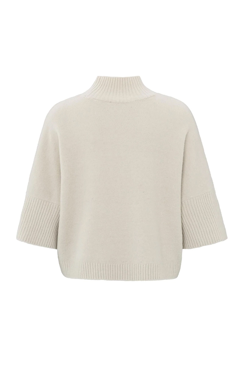 Yaya High neckline sweater with rib PUMICE STONE BEIGE 4