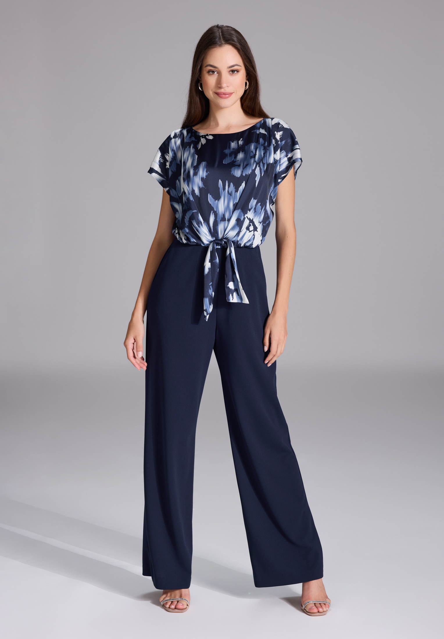 Swing Jumpsuit mit bedrucktem Satin Top u navy 3