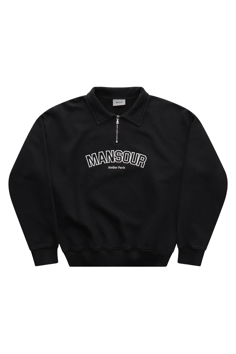 Mansour OUTLINE EMBROIDERY QUARTER ZIP Zwart 1