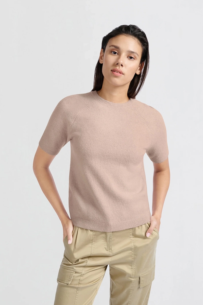 Yaya Raglan short sleeve sweater DUSTY PINK MELANGE 2