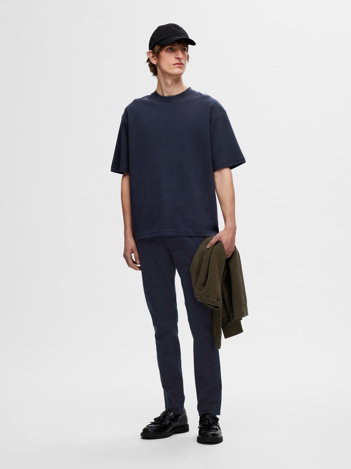 Selected SLHLOOSEOSCAR SS O-NECK TEE NOOS 186839-Sky Captain 5