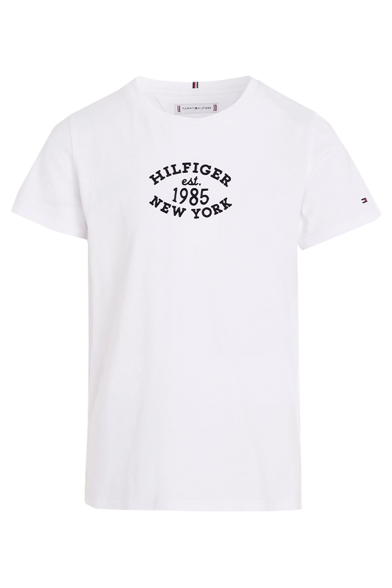 Tommy Hilfiger Monotype flock reg tee Wit-1 1