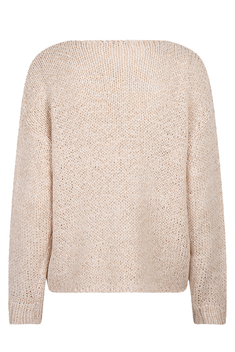 Esqualo Sweater V-neck tape yarn bruin/beige-1 3