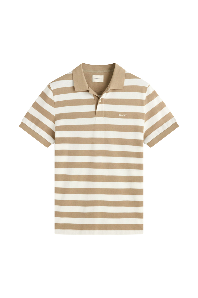 Gant STRIPE SS PIQUE POLO bruin/beige-1 1