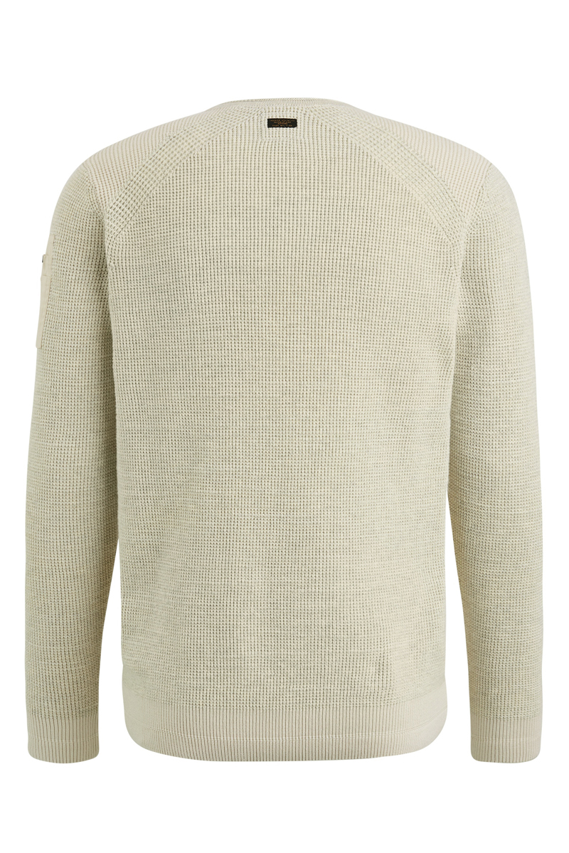 PME Legend R-neck cotton rib melee knit bruin/beige-1 2