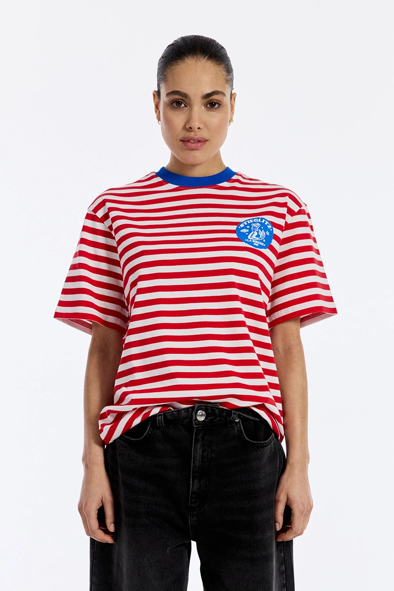 Stieglitz BV Louise striped t-shirt Rood-1 2