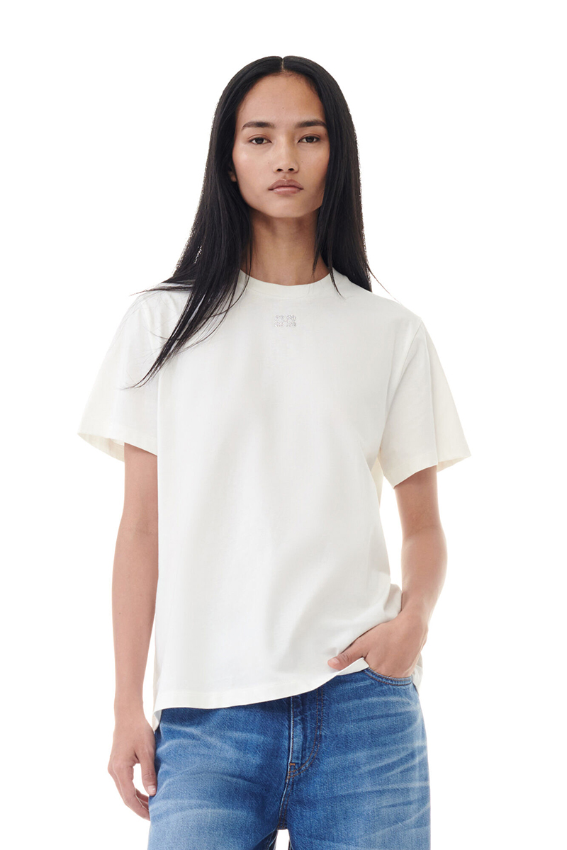 Ganni Basic jersey tshirt Wit-1 2