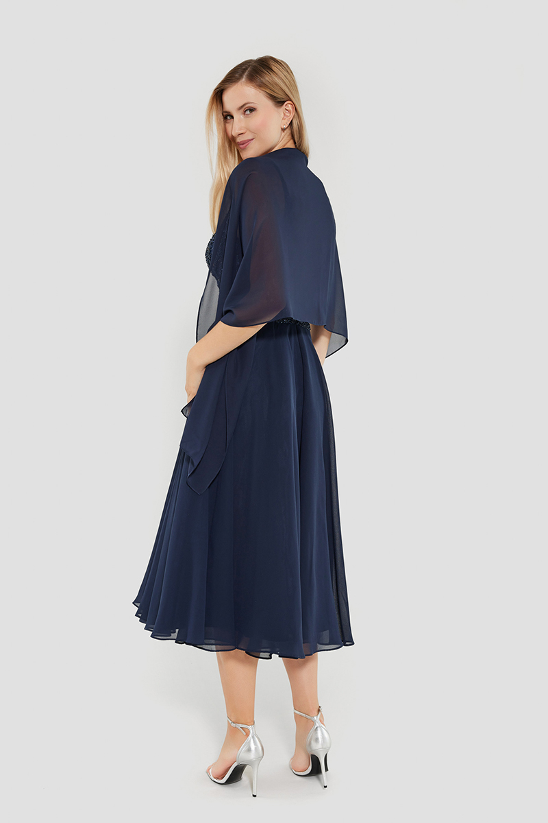 Swing Form Stola aus Chiffon Blauw-1 3