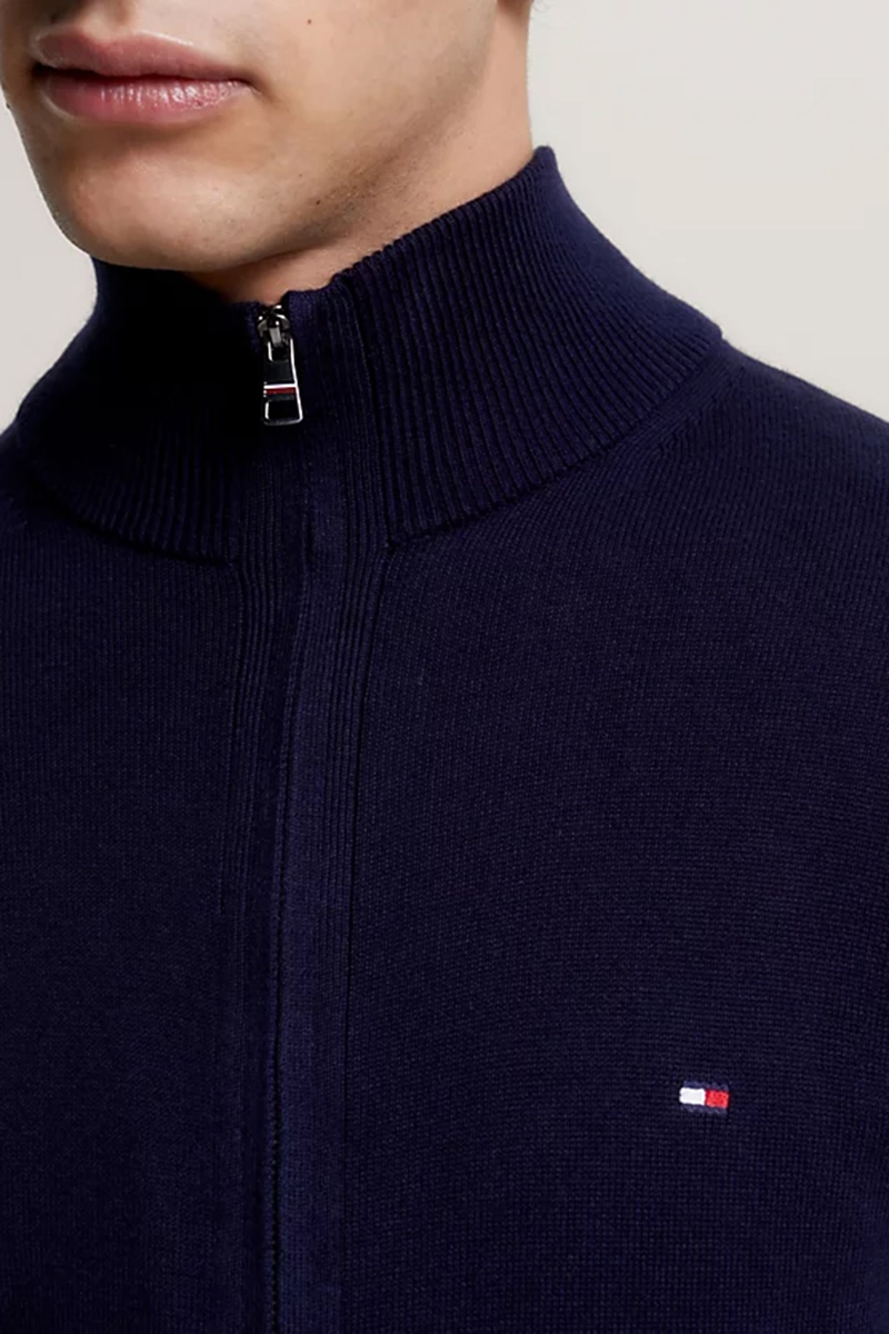 Tommy Hilfiger PIMA ORG CTN CASHMERE ZIP THRU Blauw-1 3