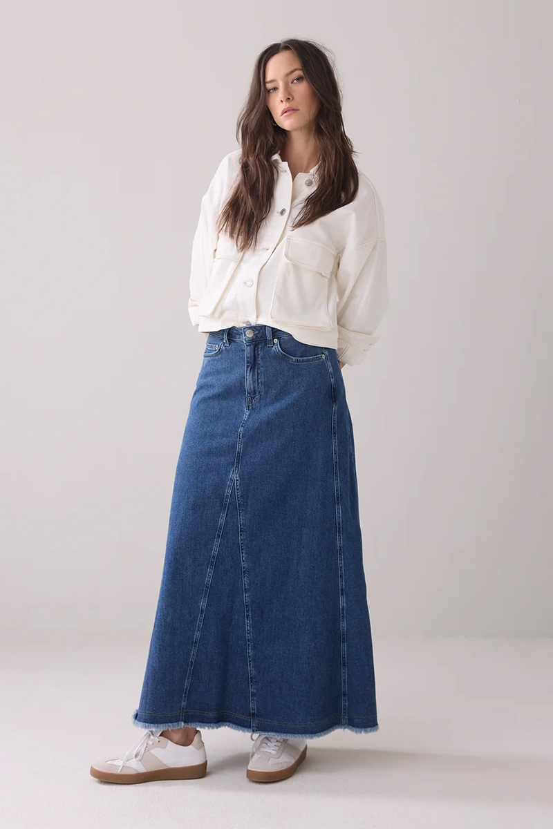 Summum Flared denim skirt dry cotton twill Blauw-1 2