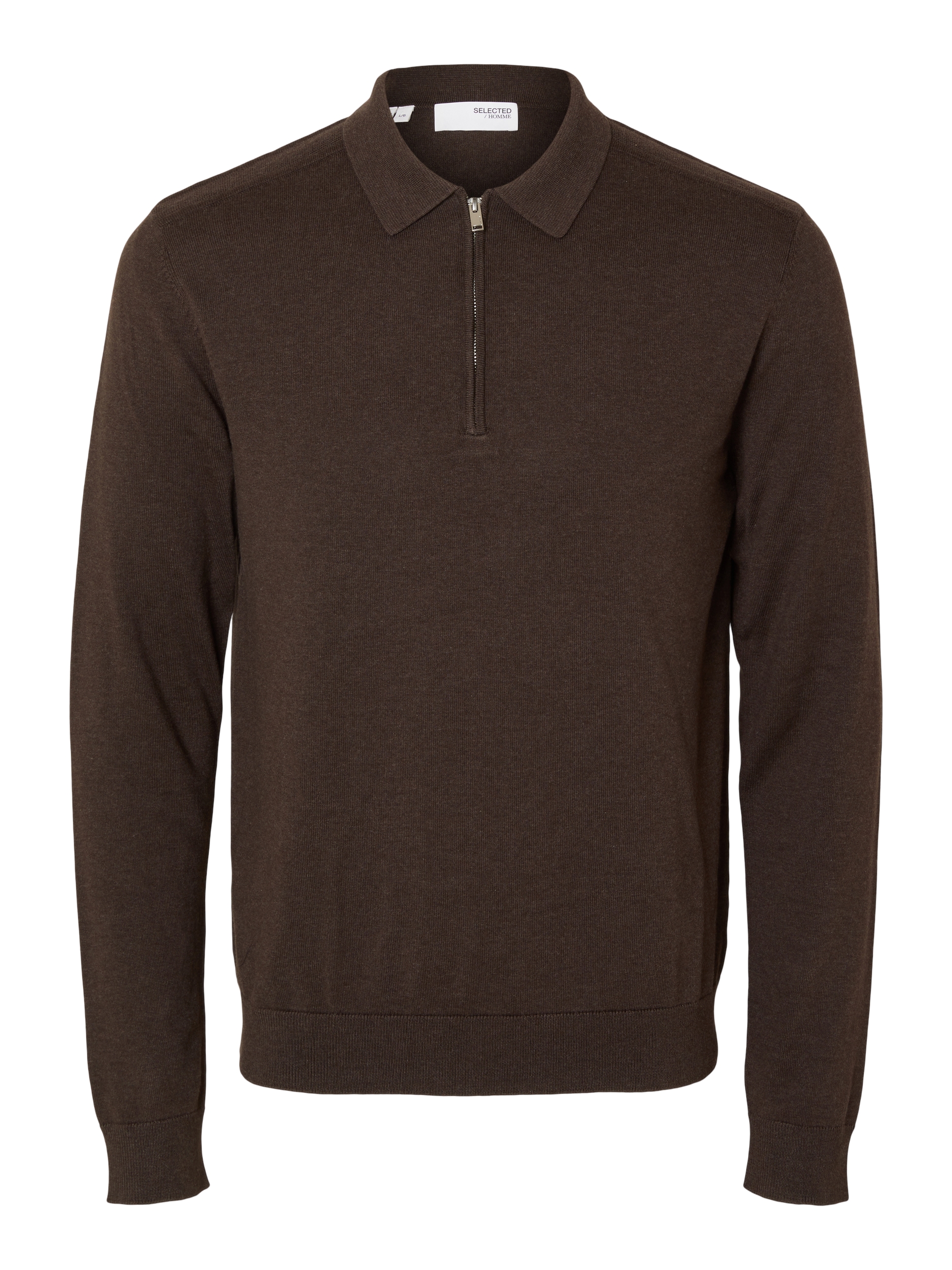 Selected SLHBERG LS HALF ZIP POLO NOOS 202070001-Chocolate Torte/Melange 1