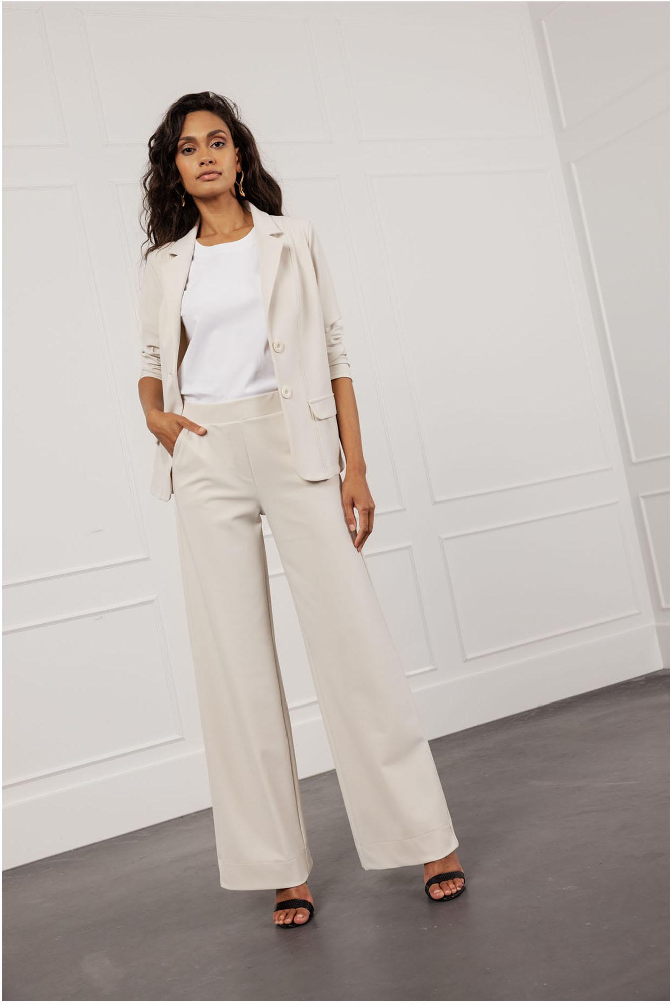 Studio Anneloes Lexie bonded trousers Ecru-1 2