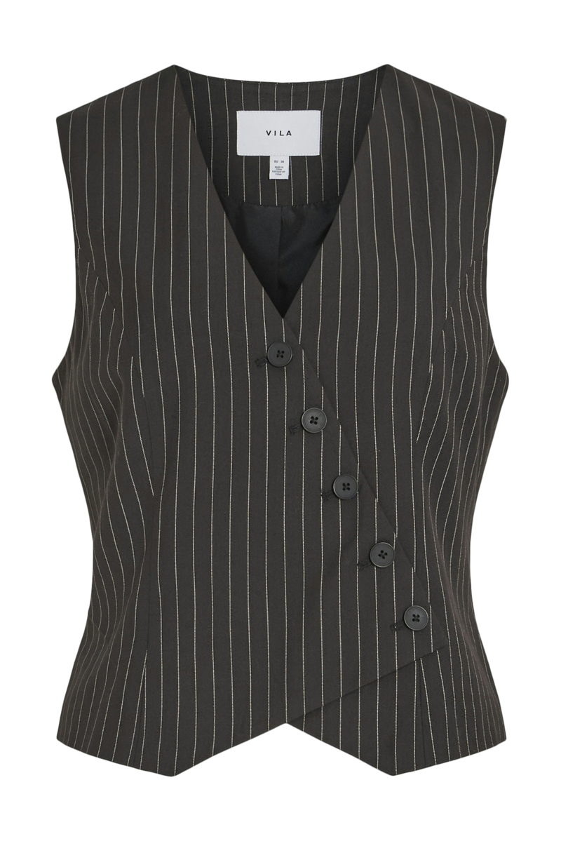 Vila VIESMA WAISTCOAT 295042001-Black Beauty/BIRCH + GOLD GLITTER 1