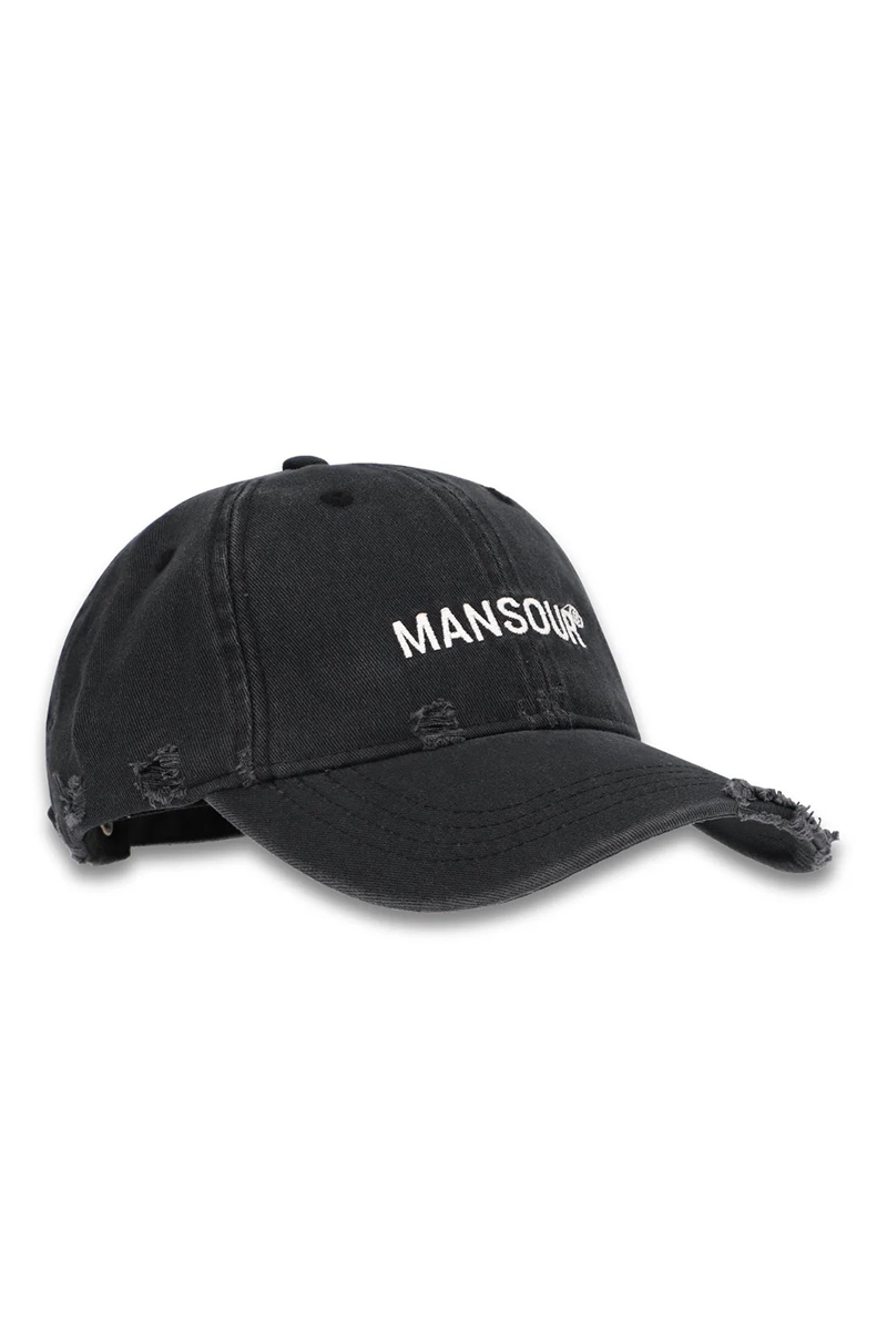 Mansour MONOGRAM CAP BLACK DISTRESSED Zwart 2