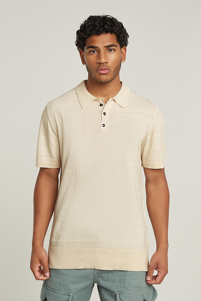 G-Star Knitted polo Ecru-1 2