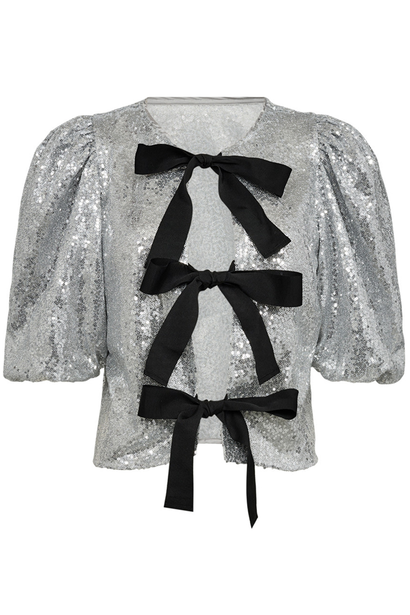 co´couture StevieCC Sequin bow blouse Wit-1 1