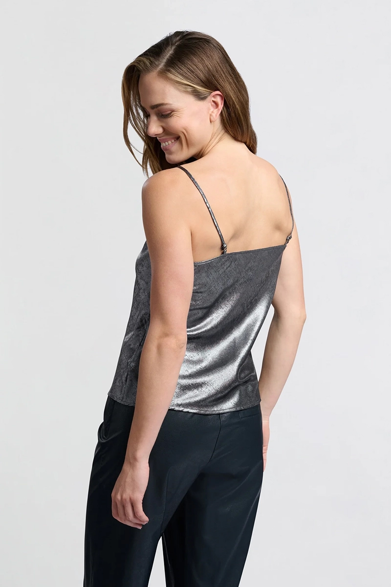 Yaya Metallic drape singlet DARK METAL GREY 3