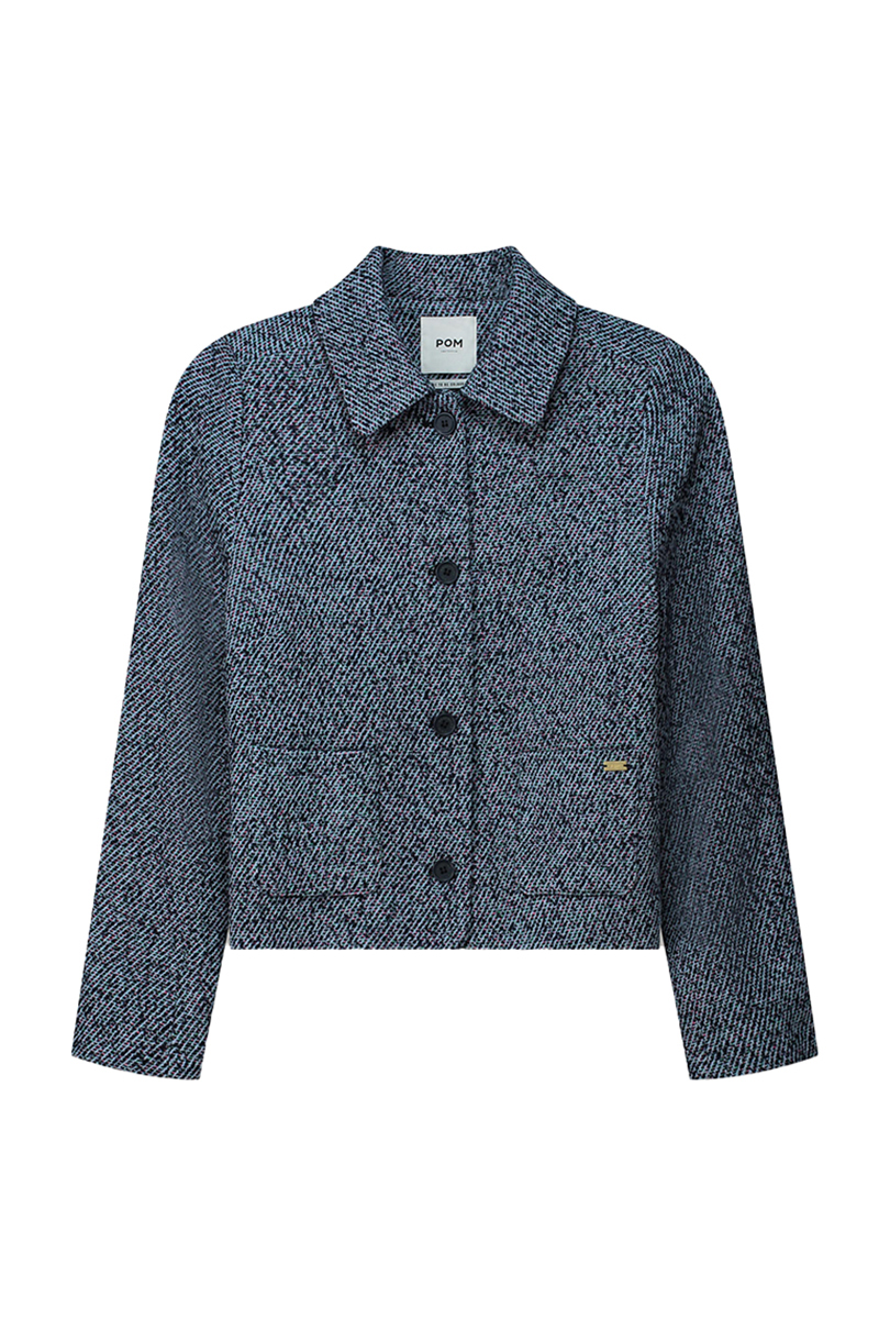 POM Amsterdam JACKET - Tweed Blue Blauw-1 1