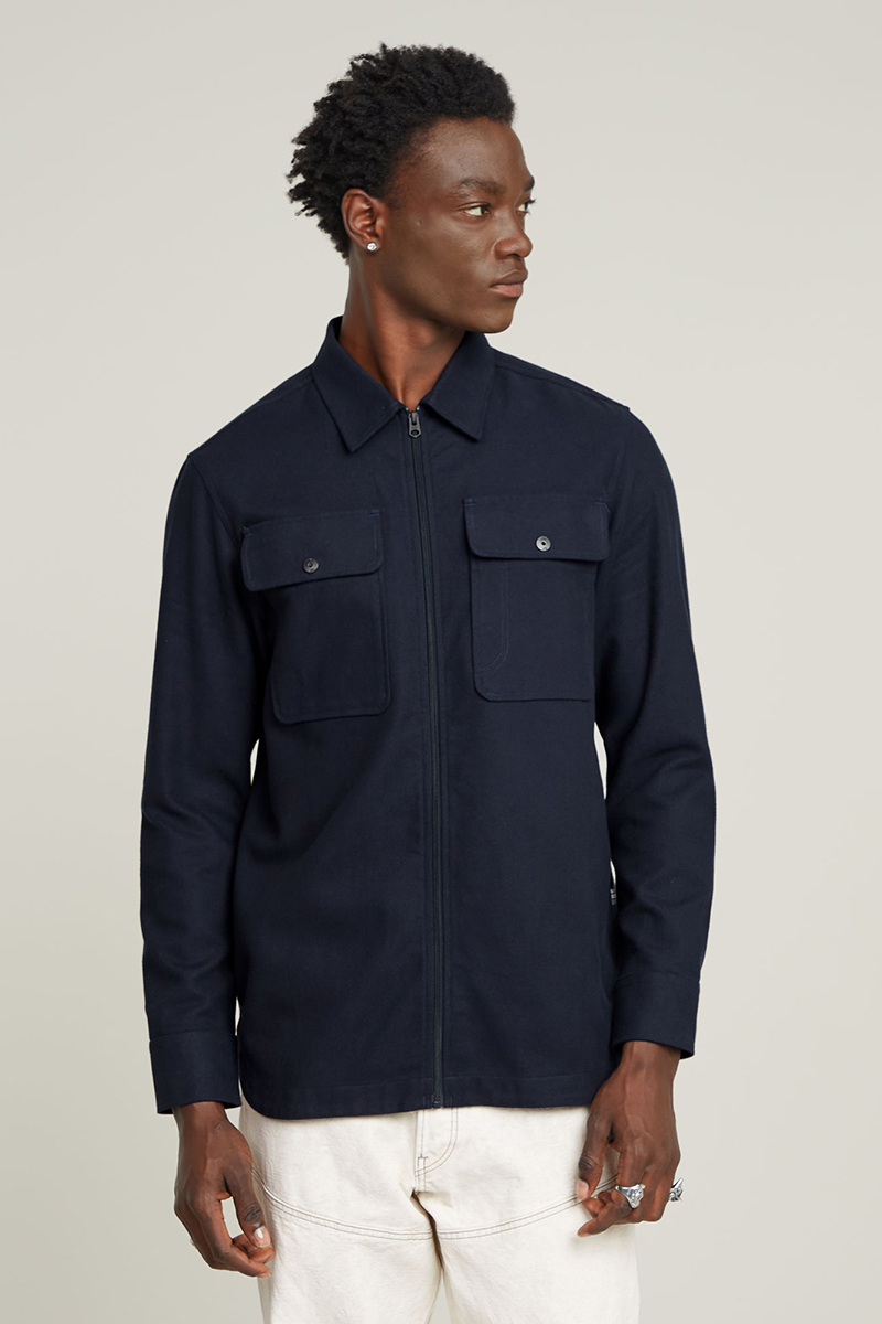 G-Star GPO Zip Overshirt Blauw-1 2