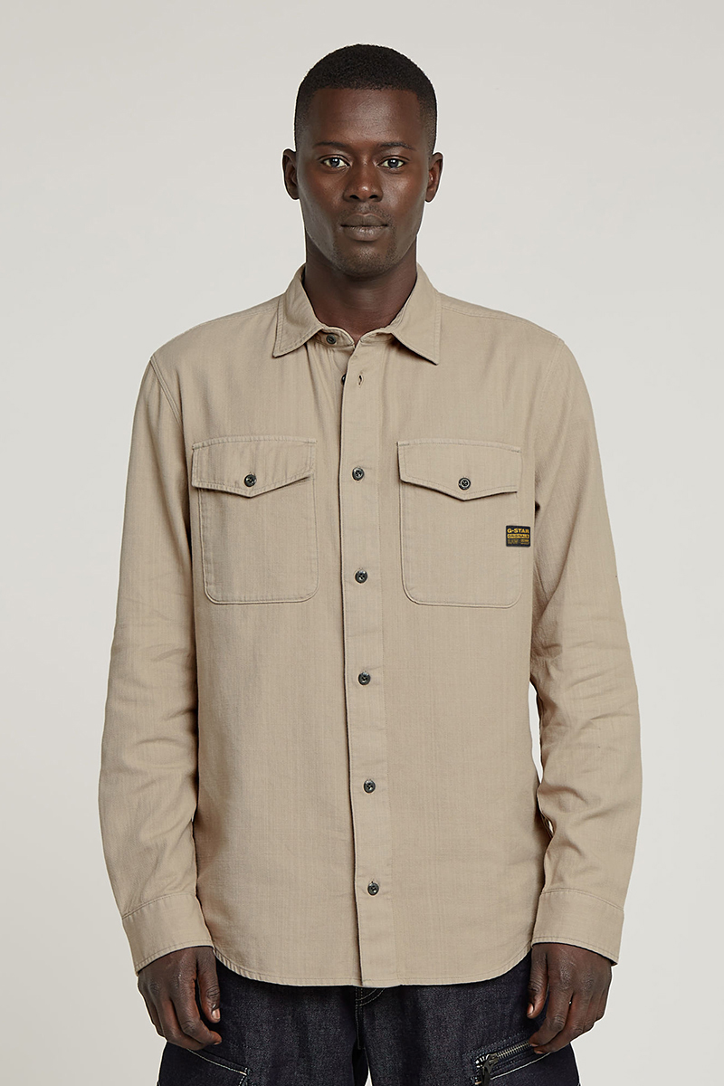 G-Star Marine Slim Shirt l\s bruin/beige-1 2