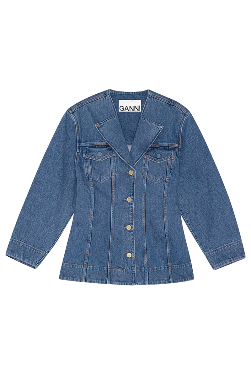 Ganni Cutline denim fitted Blauw-1 1