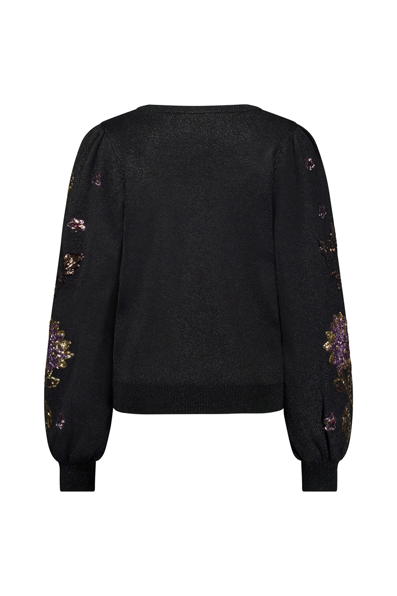 Studio Anneloes Milly flower sequins pullover Zwart-1 4