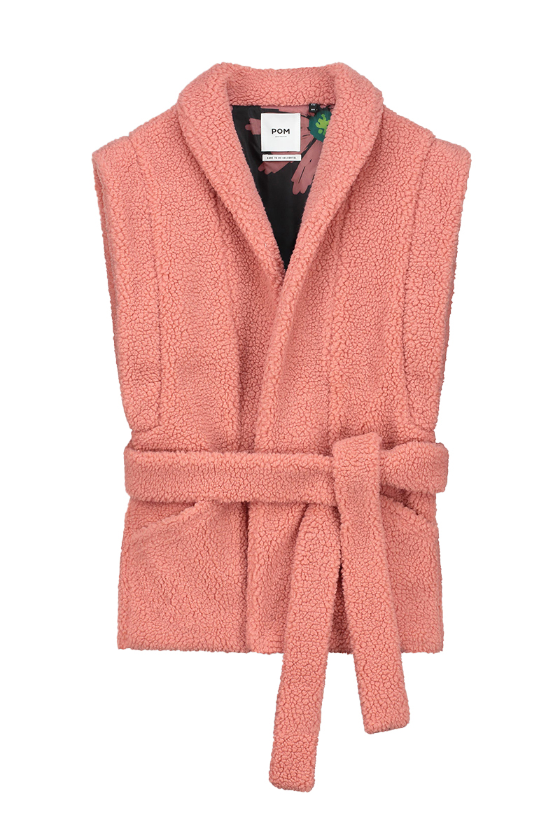 POM Amsterdam GILET - Teddy Dusty Pink Rose-1 1