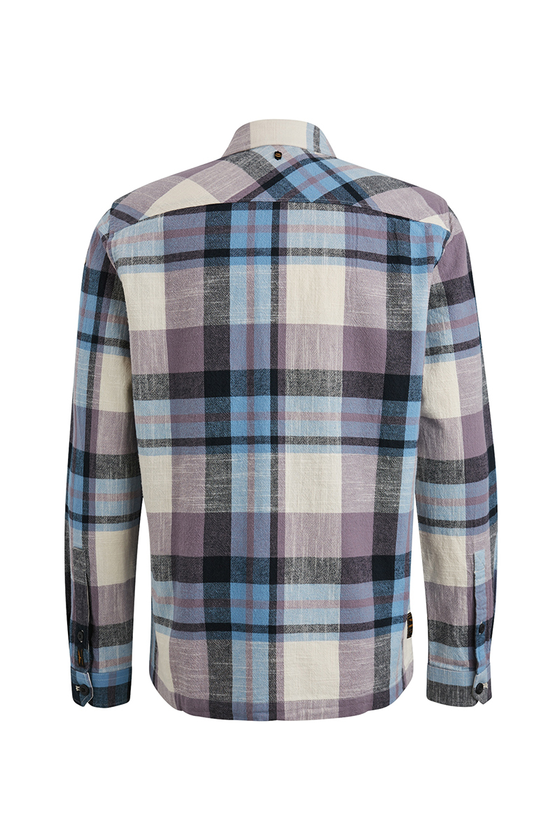 PME Legend Long Sleeve Shirt Slub Yarn Dyed Check Paars-1 4