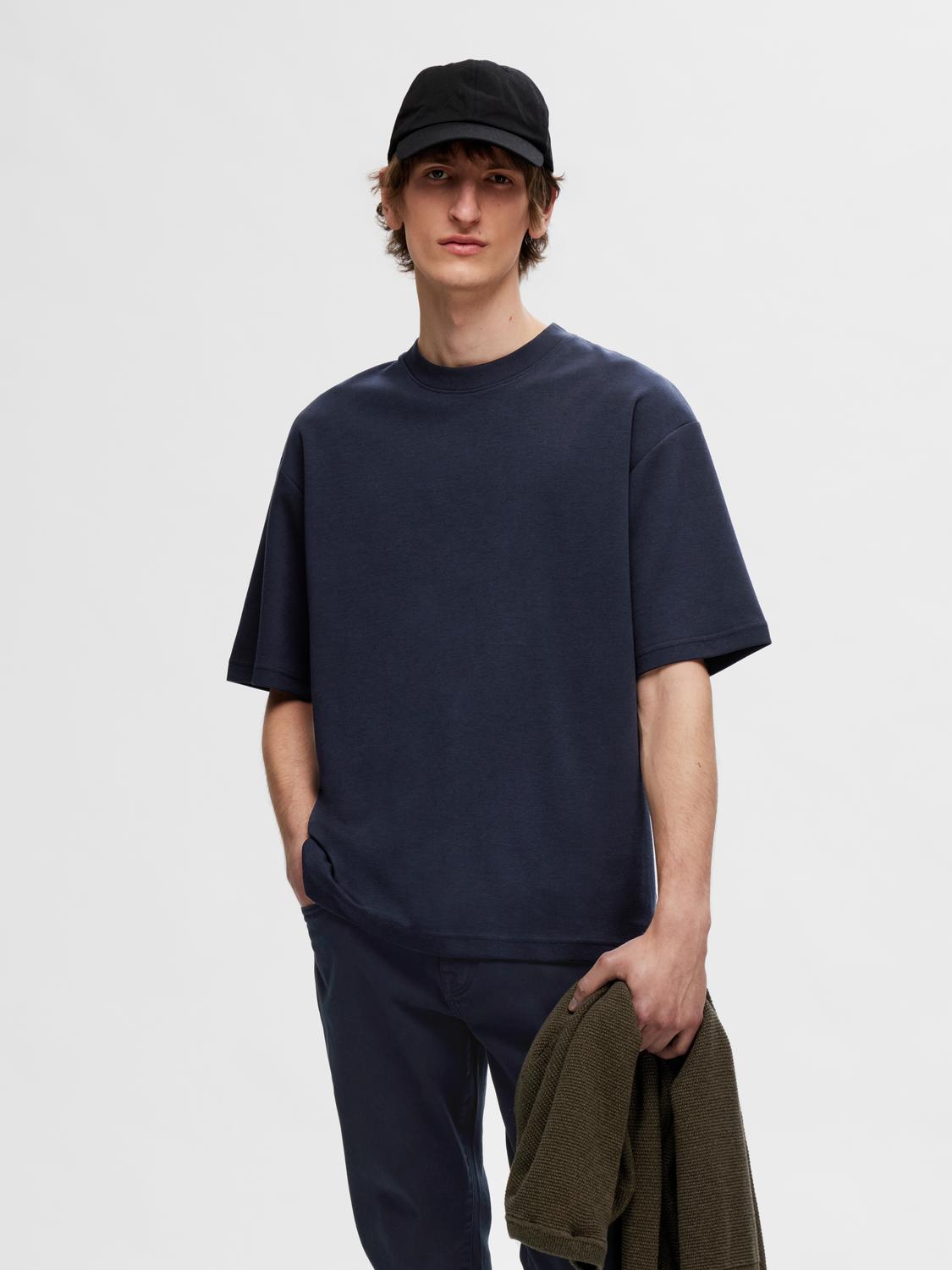 Selected SLHLOOSEOSCAR SS O-NECK TEE NOOS 186839-Sky Captain 2