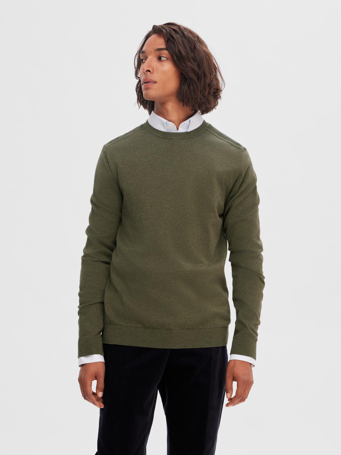 Selected SLHBERG CREW NECK NOOS 182031001-Ivy Green/Melange 4