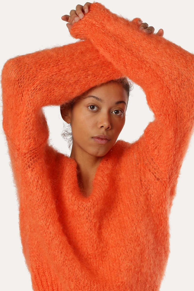 Americandreams Milana LS mohair knit Oranje-1 Voorwinden