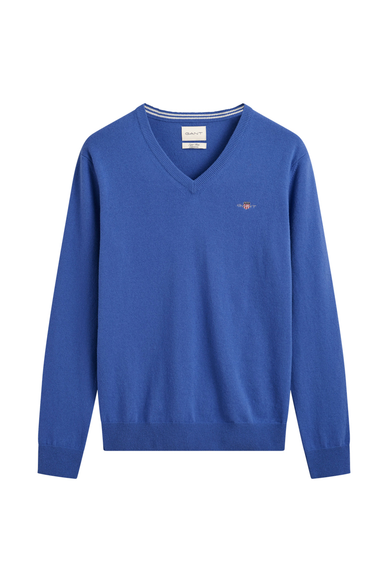 Gant SUPERFINE LAMBSWOOL V-NECK Blauw-1 1