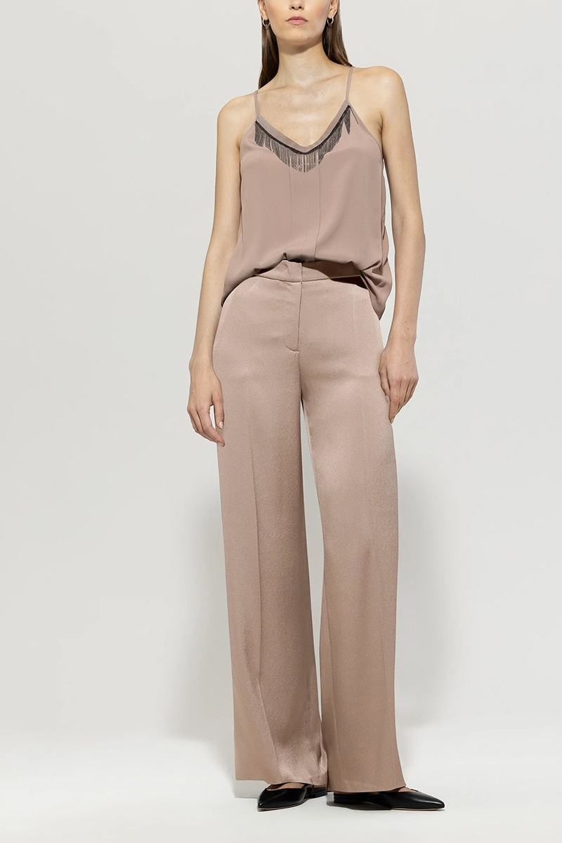 Luisa Cerano Satin-Wideleg-Pants bruin/beige-1 2