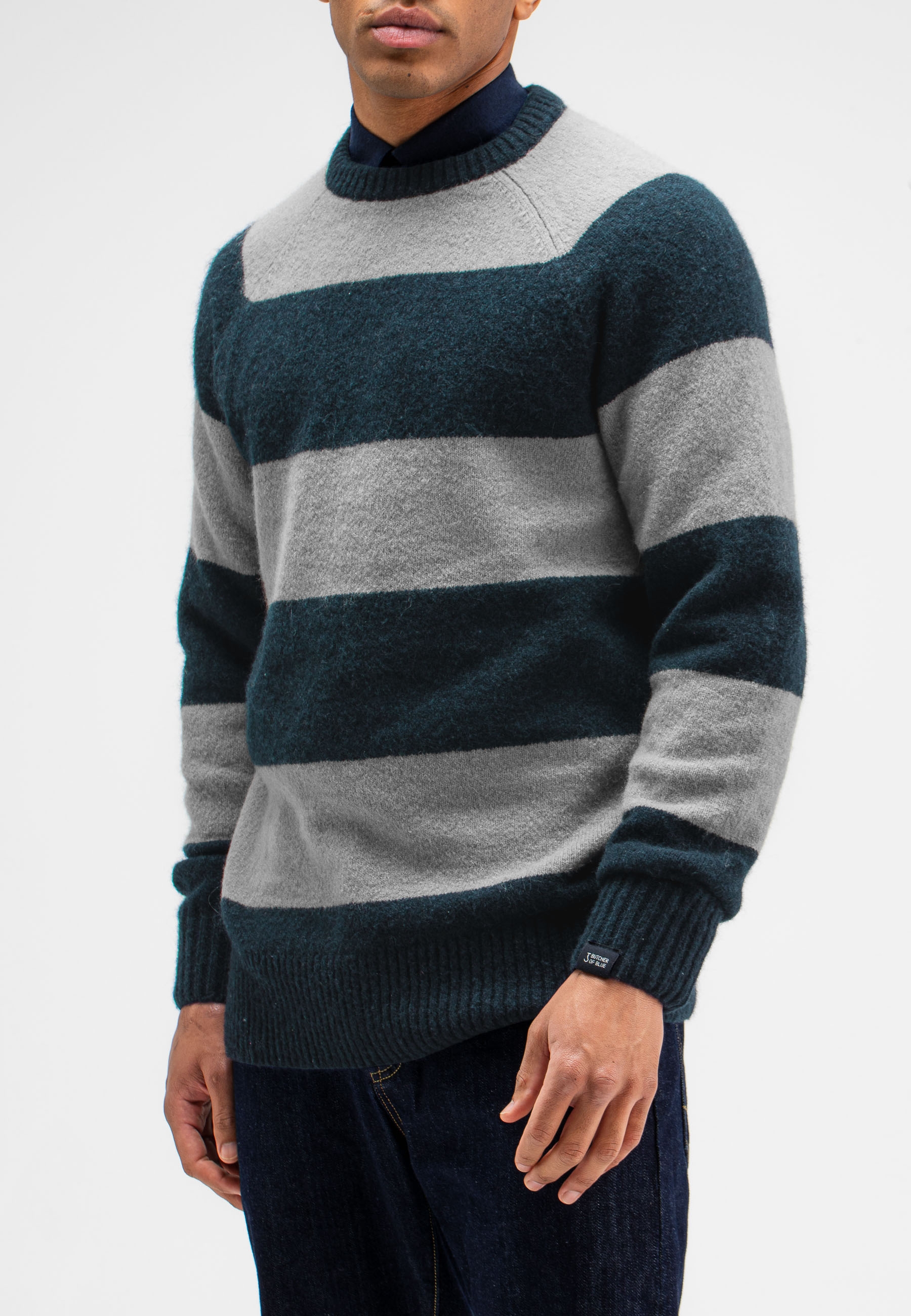 Butcher of Blue Edmund Stripe Crew Blauw-1 2