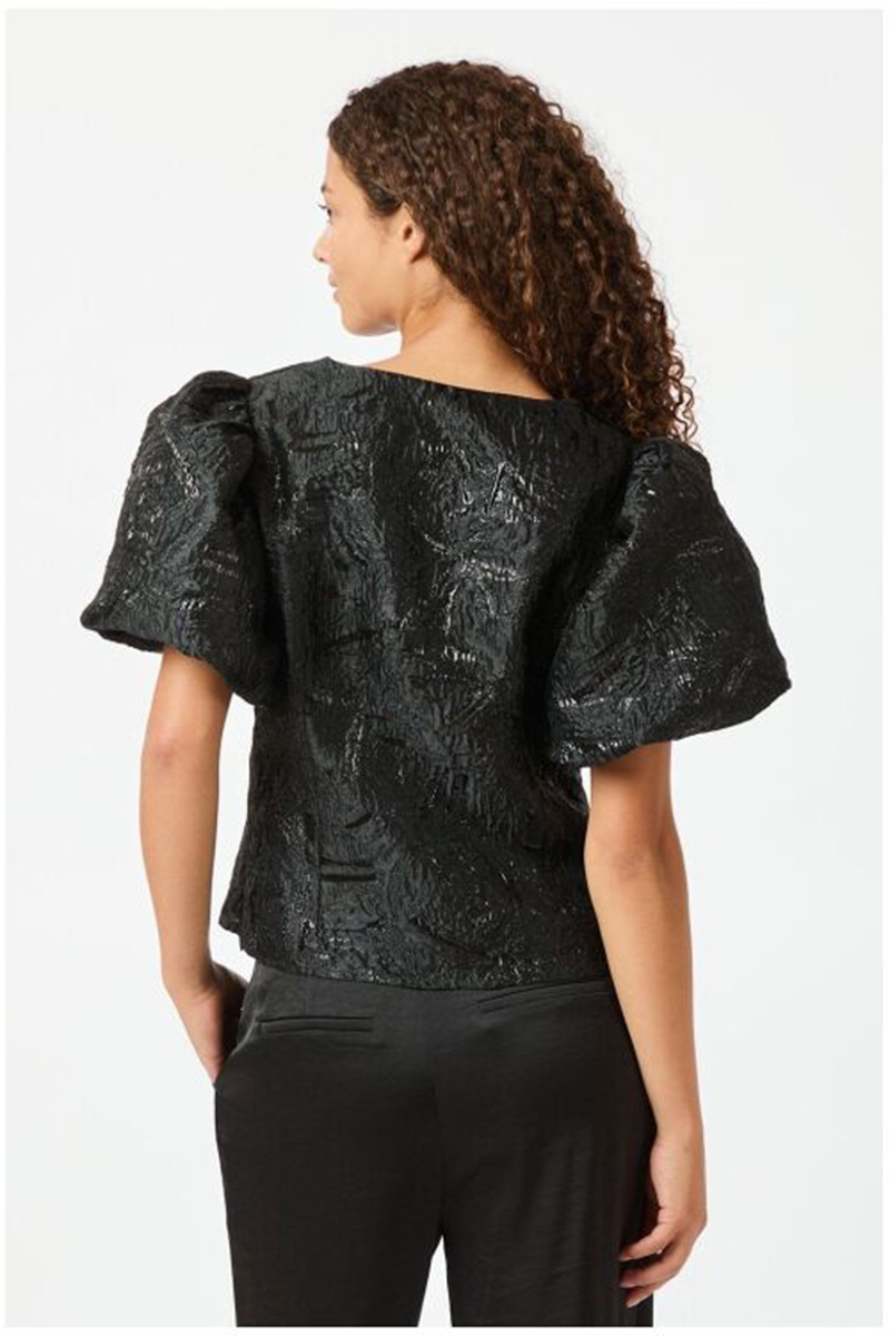 Neo Noir Camia metallic brocade blouse Zwart-1 3