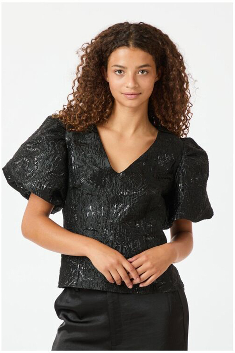 Neo Noir Camia metallic brocade blouse Zwart-1 2