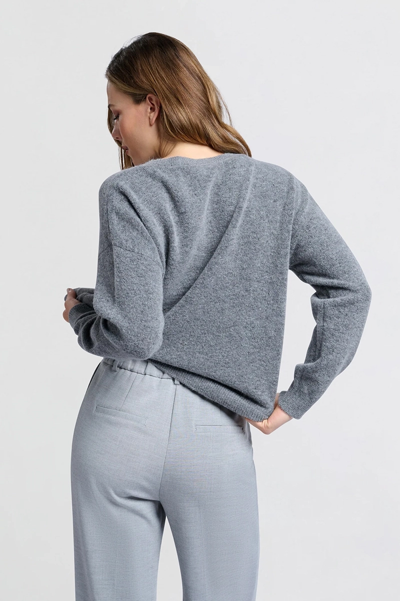 Yaya Sweater with round v-neck FORMAL GRAY 3