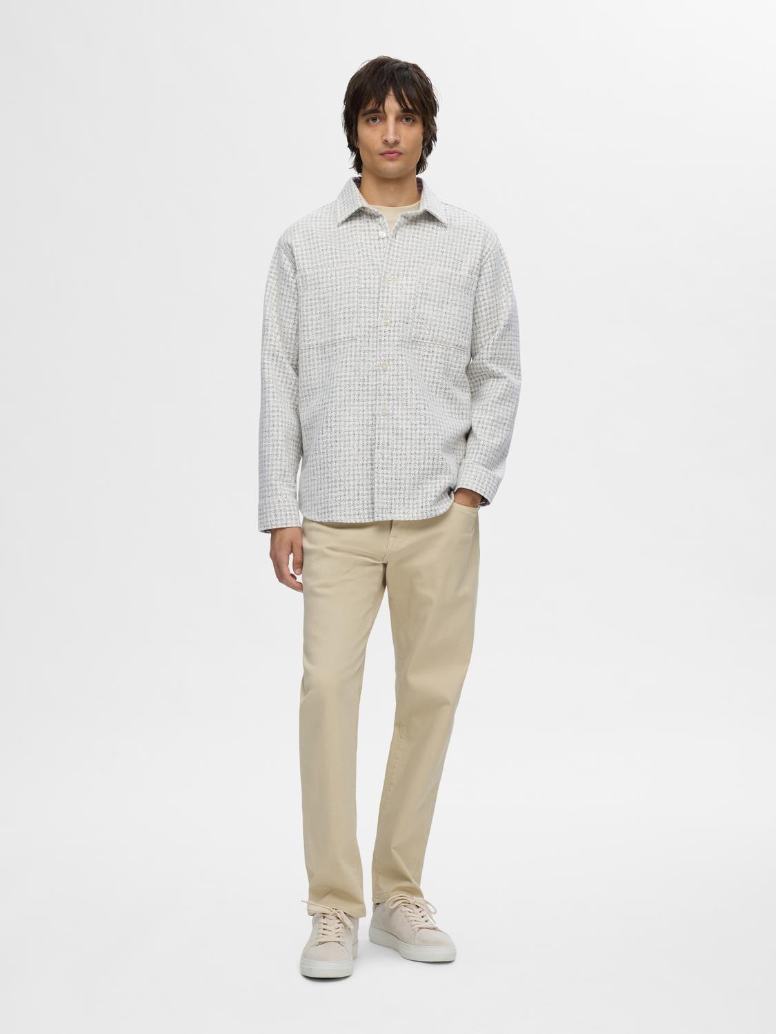 Selected SLH-TWILL MIX OVERSHIRT LS 178372001-Egret/Pure Cashmere / Fog 3