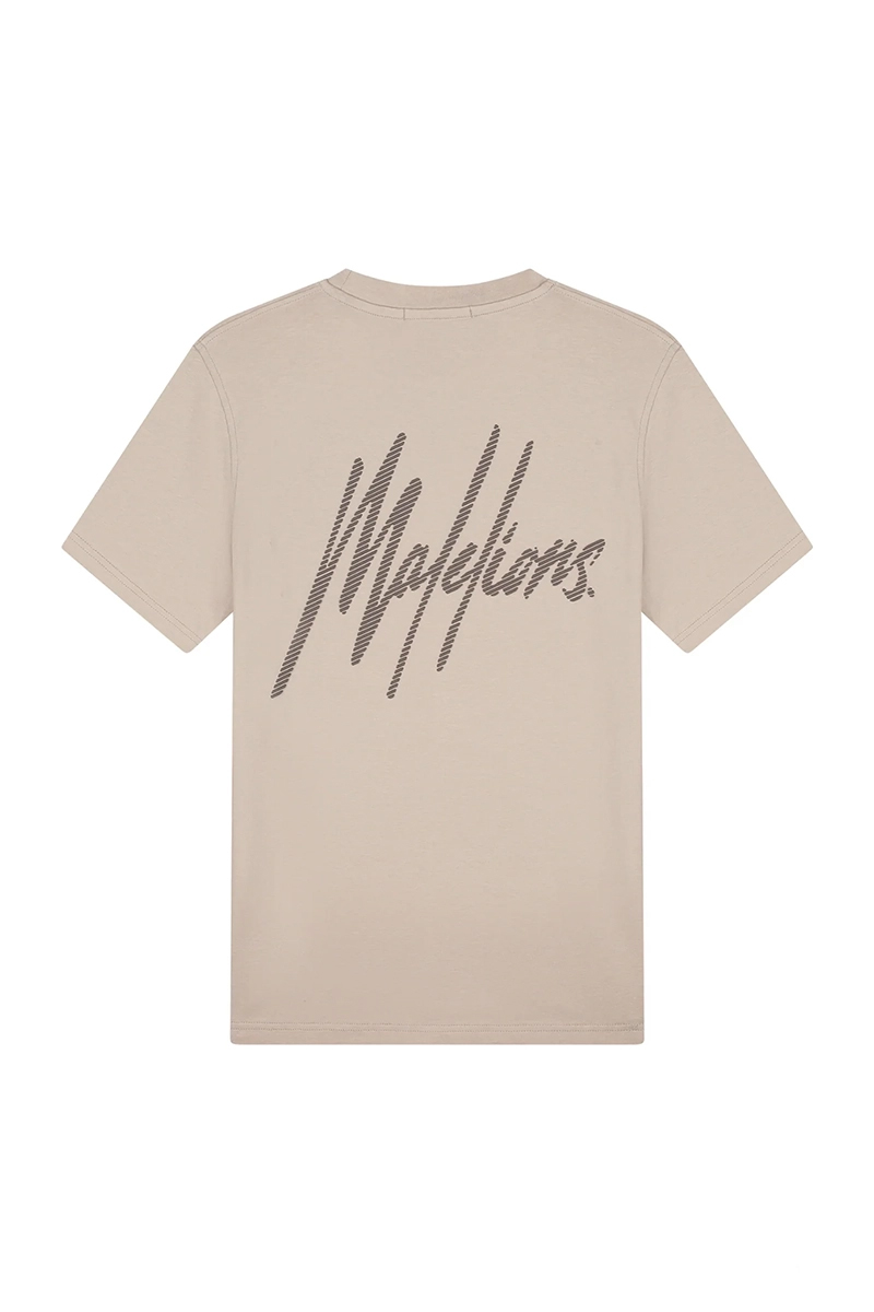 Malelions Striped Signature T-Shirt bruin/beige-1 4