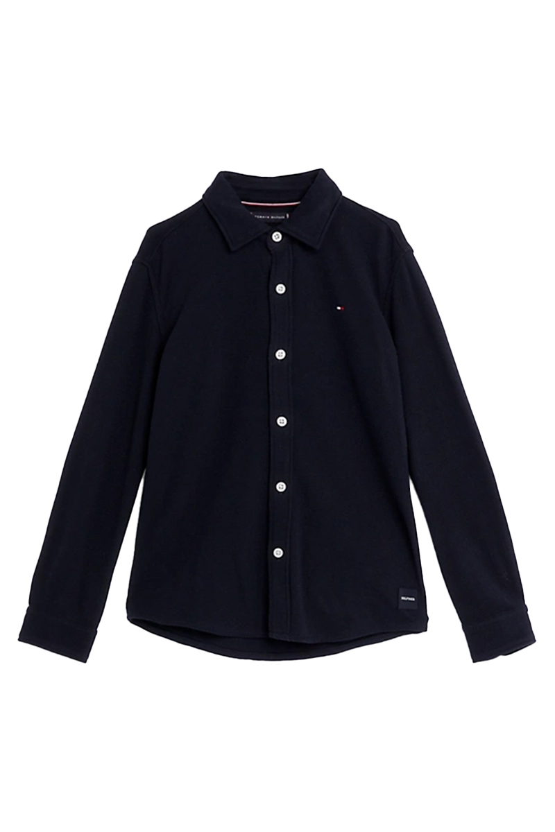 Tommy Hilfiger solid waffle shirts Blauw-1 1