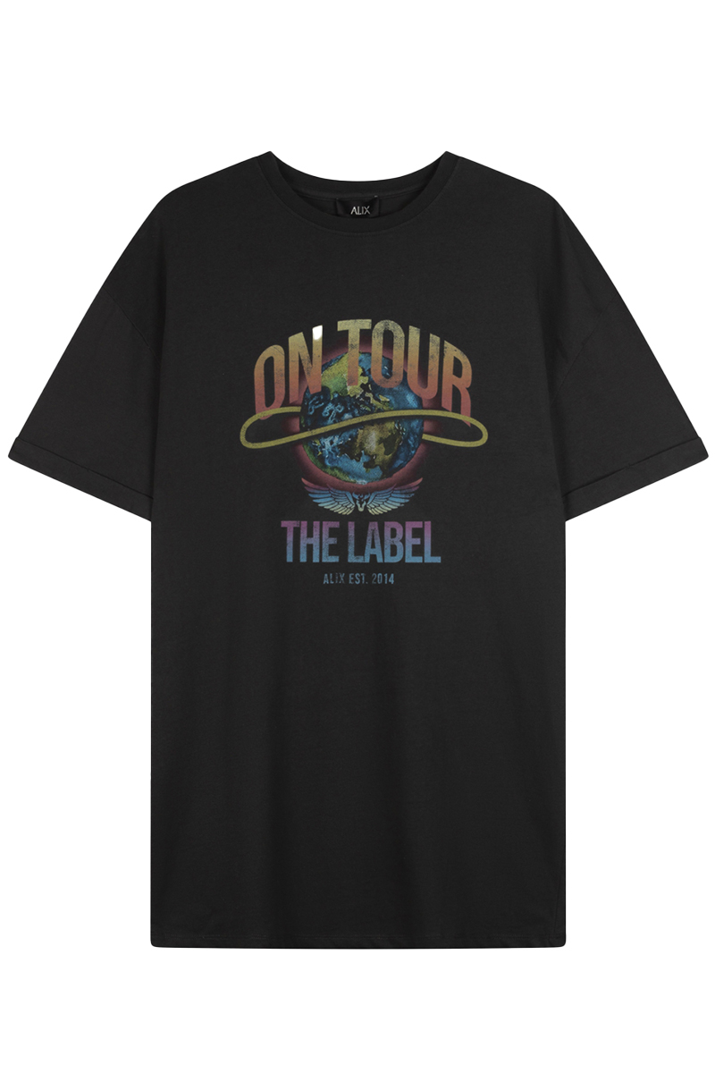 Ongelofelijk haalbaar Orkaan Alix the Label On tour t shirt dress Grijs-1 Voorwinden