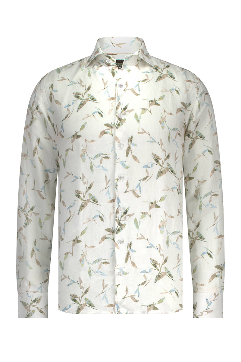 State of Art Shirt LS Print Linen Ecru-1 1