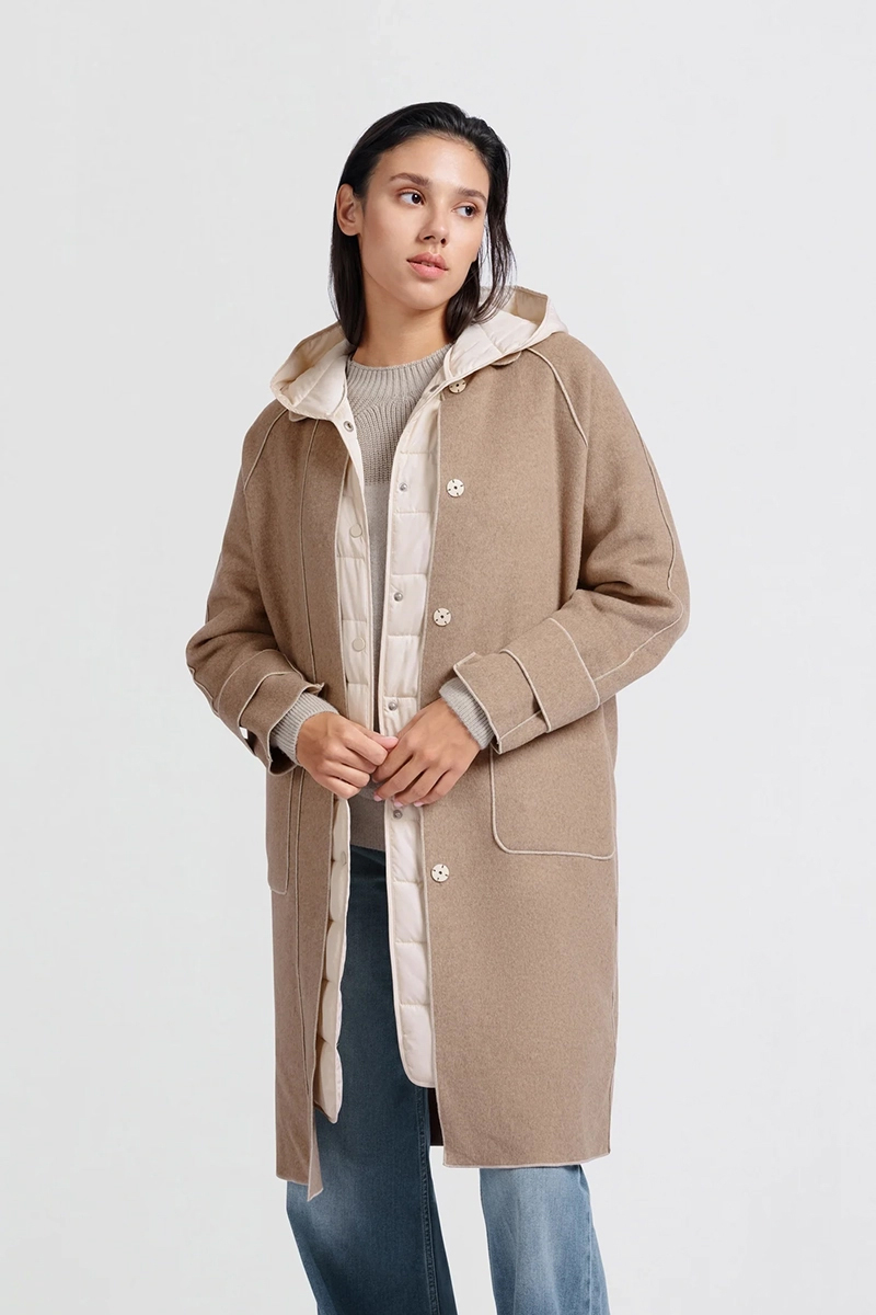 Yaya Long jacket with bodywarmer FEATHER GREY MELANGE 2