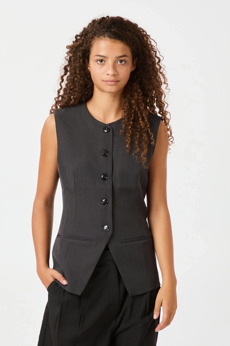 Neo Noir Fabia structure waistcoat Grijs-1 2