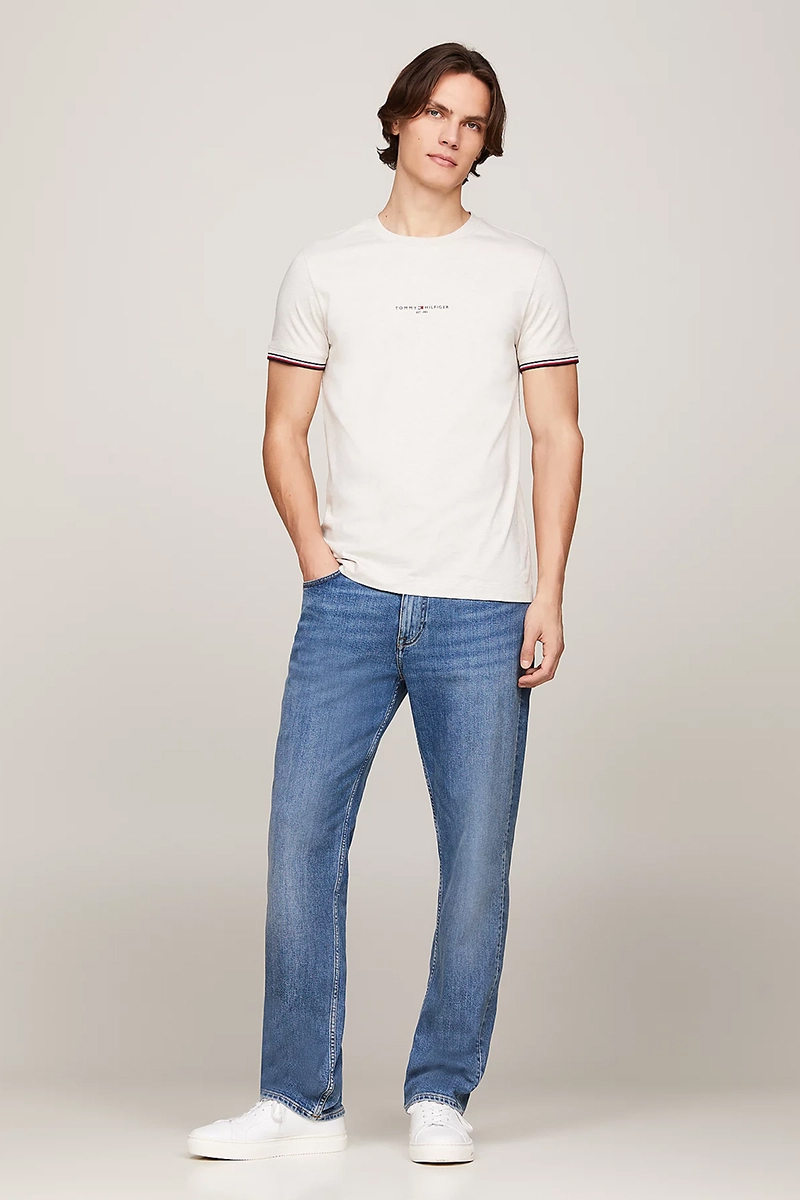 Tommy Hilfiger TOMMY LOGO TIPPED TEE Ecru-1 3