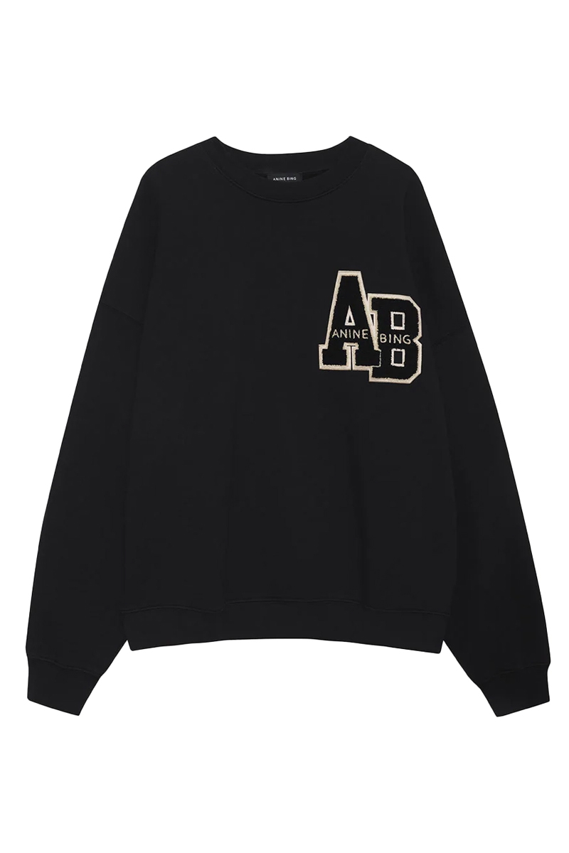 Anine Bing Miles sweatshirt letterman Zwart-1 1