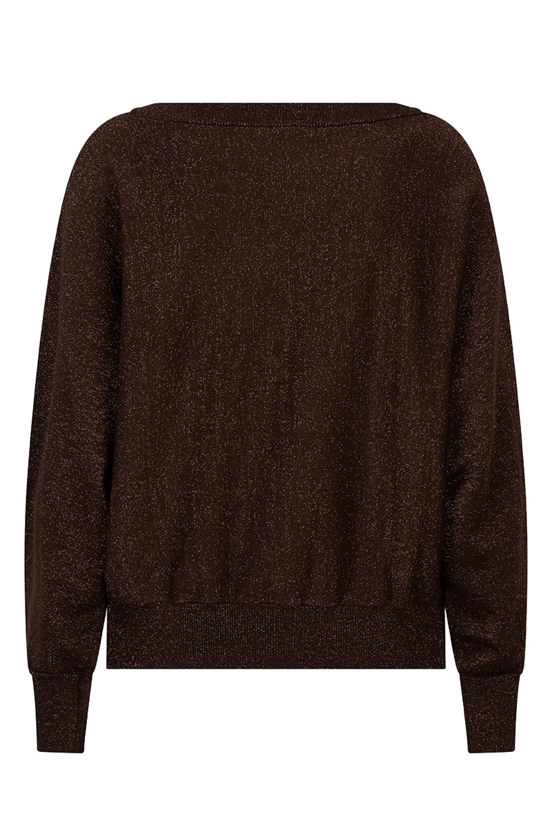 Esqualo Sweater batwing lurex bruin/beige-1 3