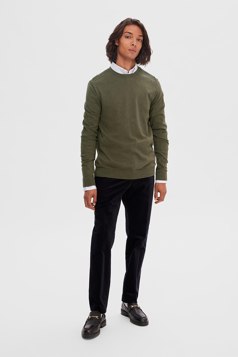 Selected SLHBERG CREW NECK NOOS 182031001-Ivy Green/Melange 2