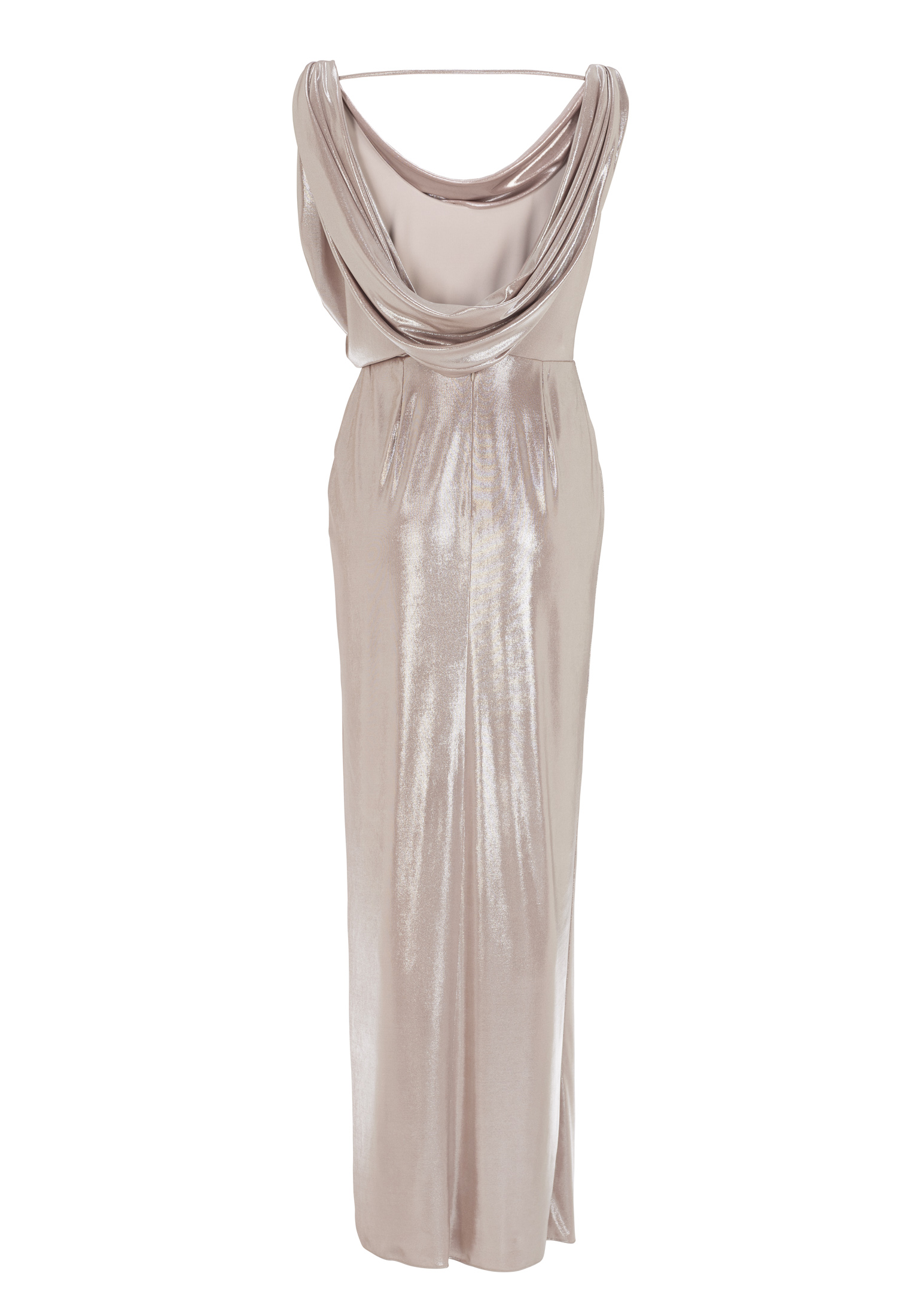 Swing Abendkleid aus foliertem Jersey mit beige gold 2