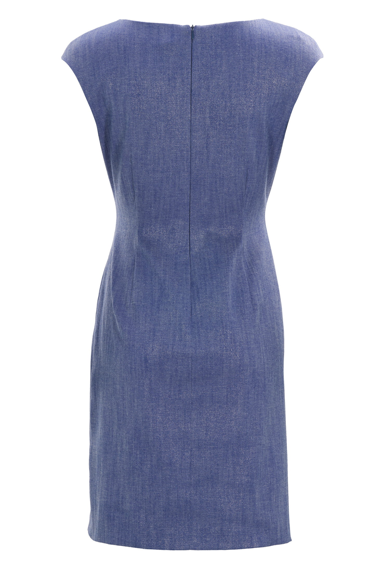 Swing Etui Kleid aus glänzendem Denim future blue 4